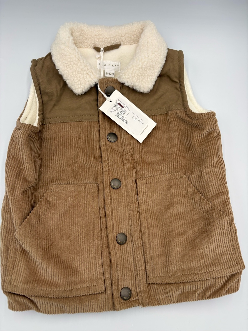 Jamie Kay Brown Corduroy Sherpa-Trim Kids Vest